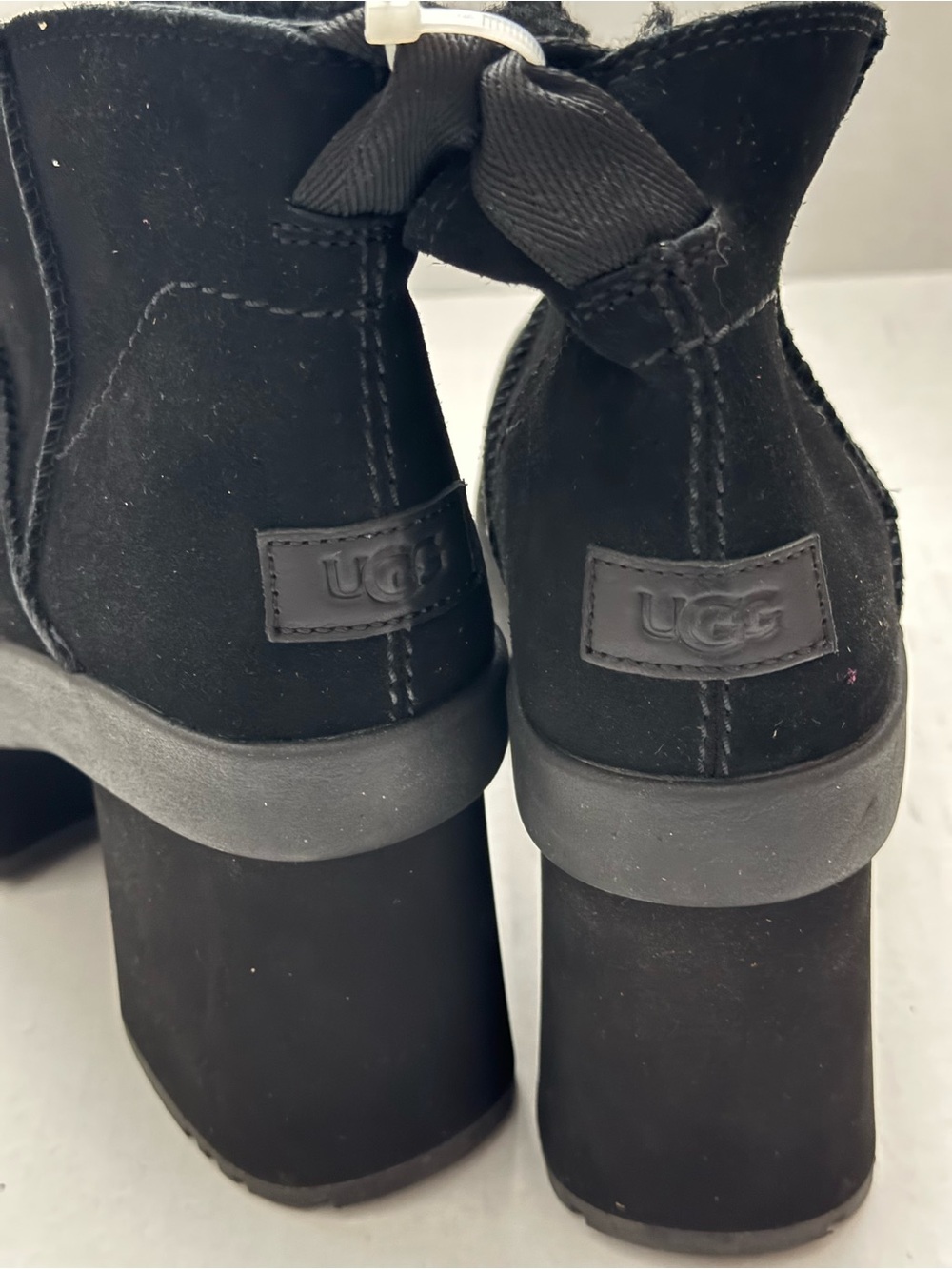 UGG Black Platform Shearling Ankle Boots Size 10 - Picture 9 of 13